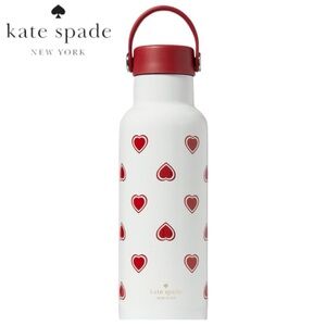 NWT Kate Spade Red Heartfelt Geo 17oz Insulated Stainless Steel Water Bottle